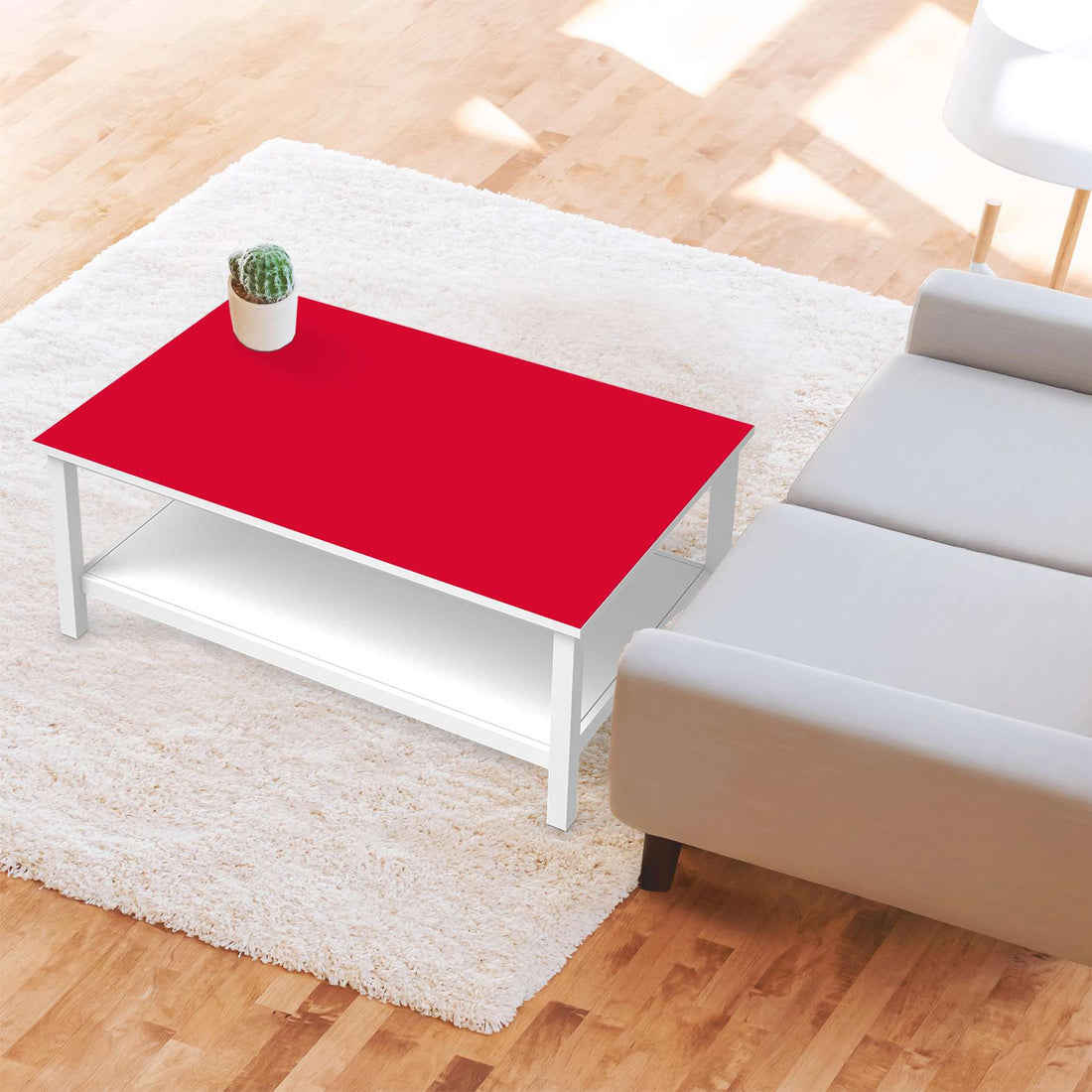 Möbelfolie Rot Light - IKEA Hemnes Couchtisch 118x75 cm - Wohnzimmer