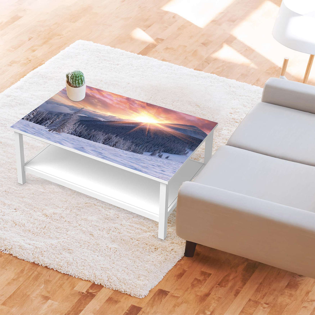 Möbelfolie Zauberhafte Winterlandschaft - IKEA Hemnes Couchtisch 118x75 cm - Wohnzimmer