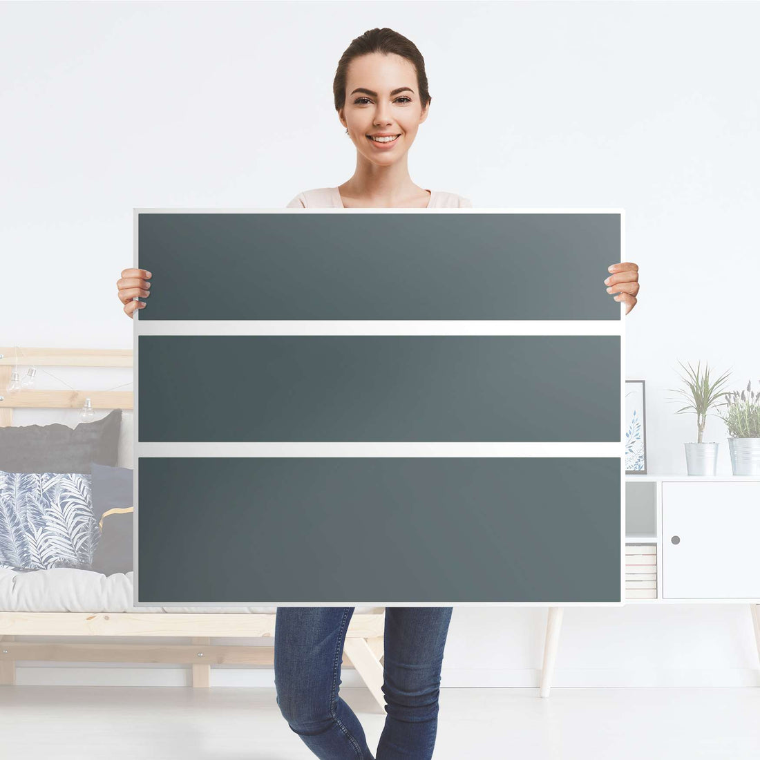 Möbelfolie Blaugrau Light - IKEA Hemnes Kommode 3 Schubladen - Folie