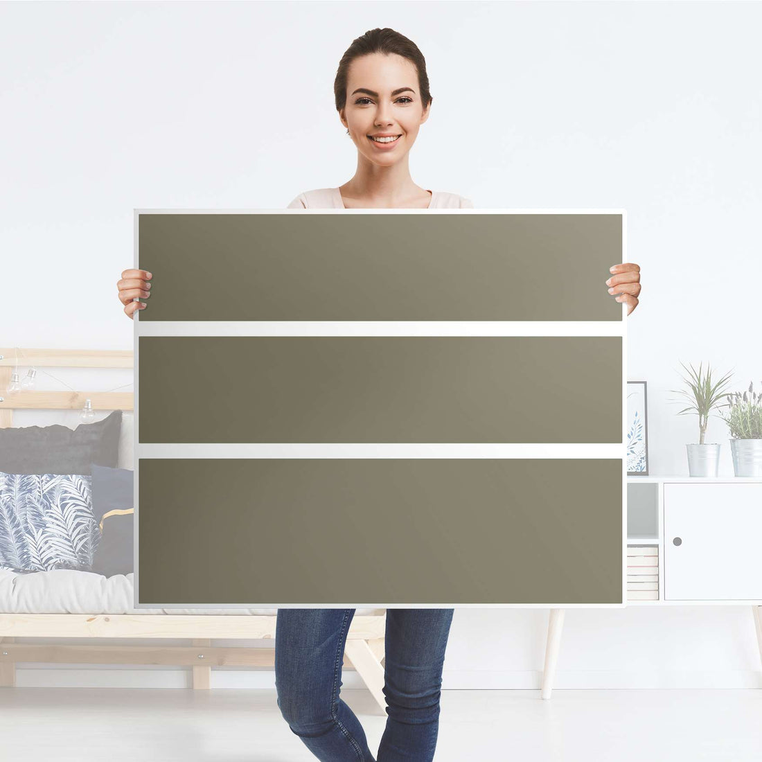Möbelfolie Braungrau Light - IKEA Hemnes Kommode 3 Schubladen - Folie