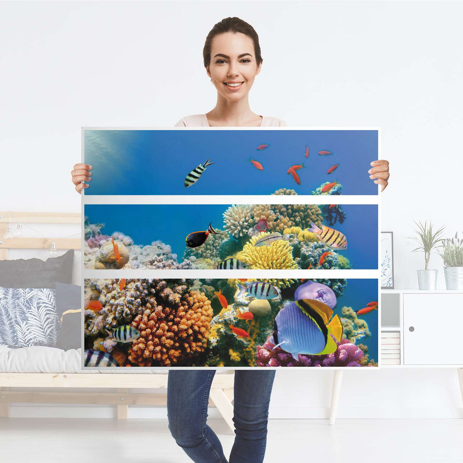 Möbelfolie Coral Reef - IKEA Hemnes Kommode 3 Schubladen - Folie