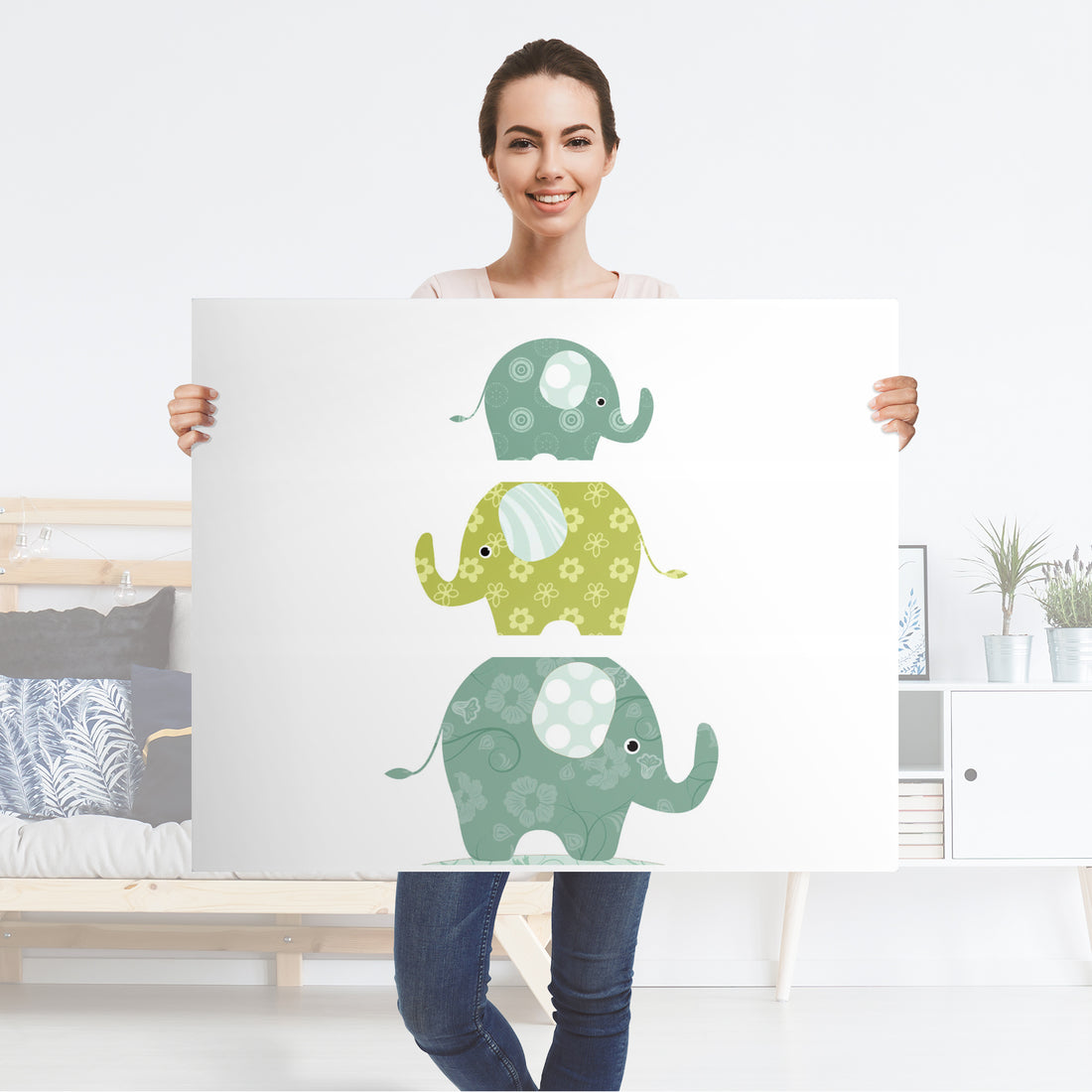 Möbelfolie Elephants - IKEA Hemnes Kommode 3 Schubladen - Folie