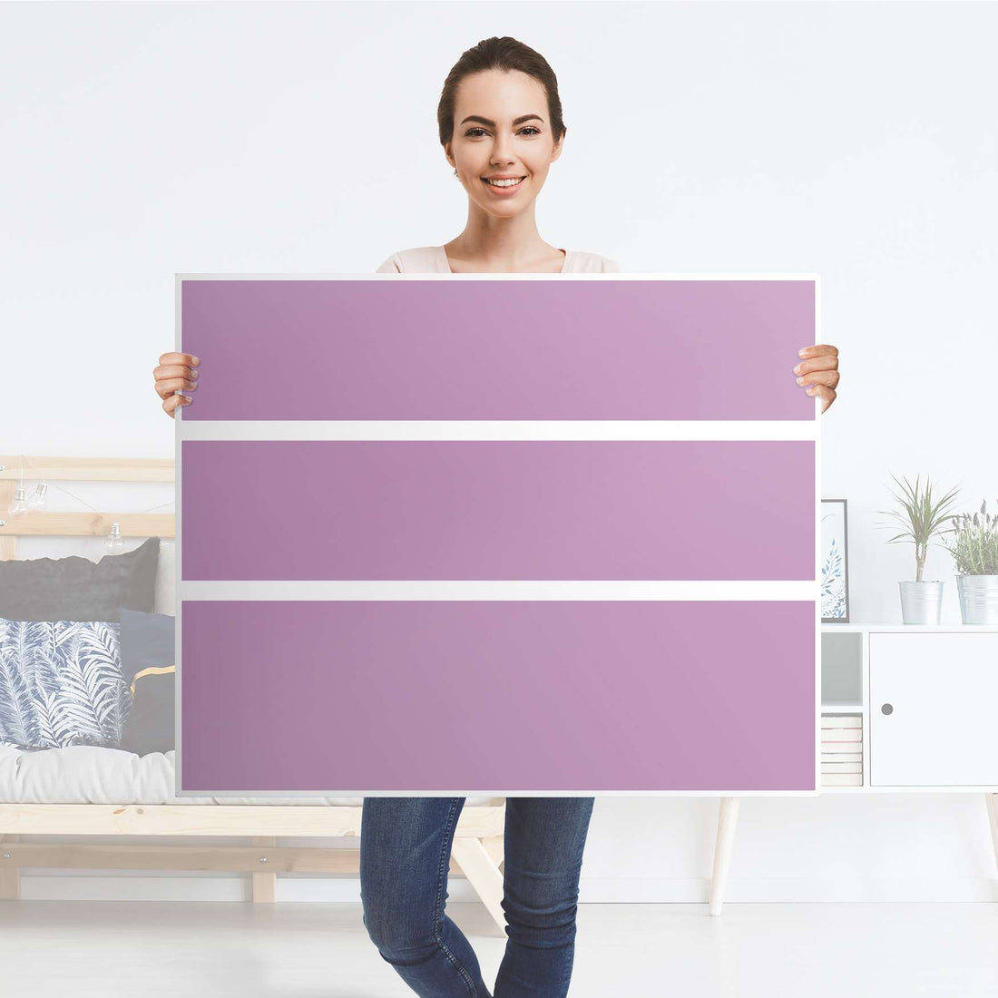 Möbelfolie Flieder Light - IKEA Hemnes Kommode 3 Schubladen - Folie