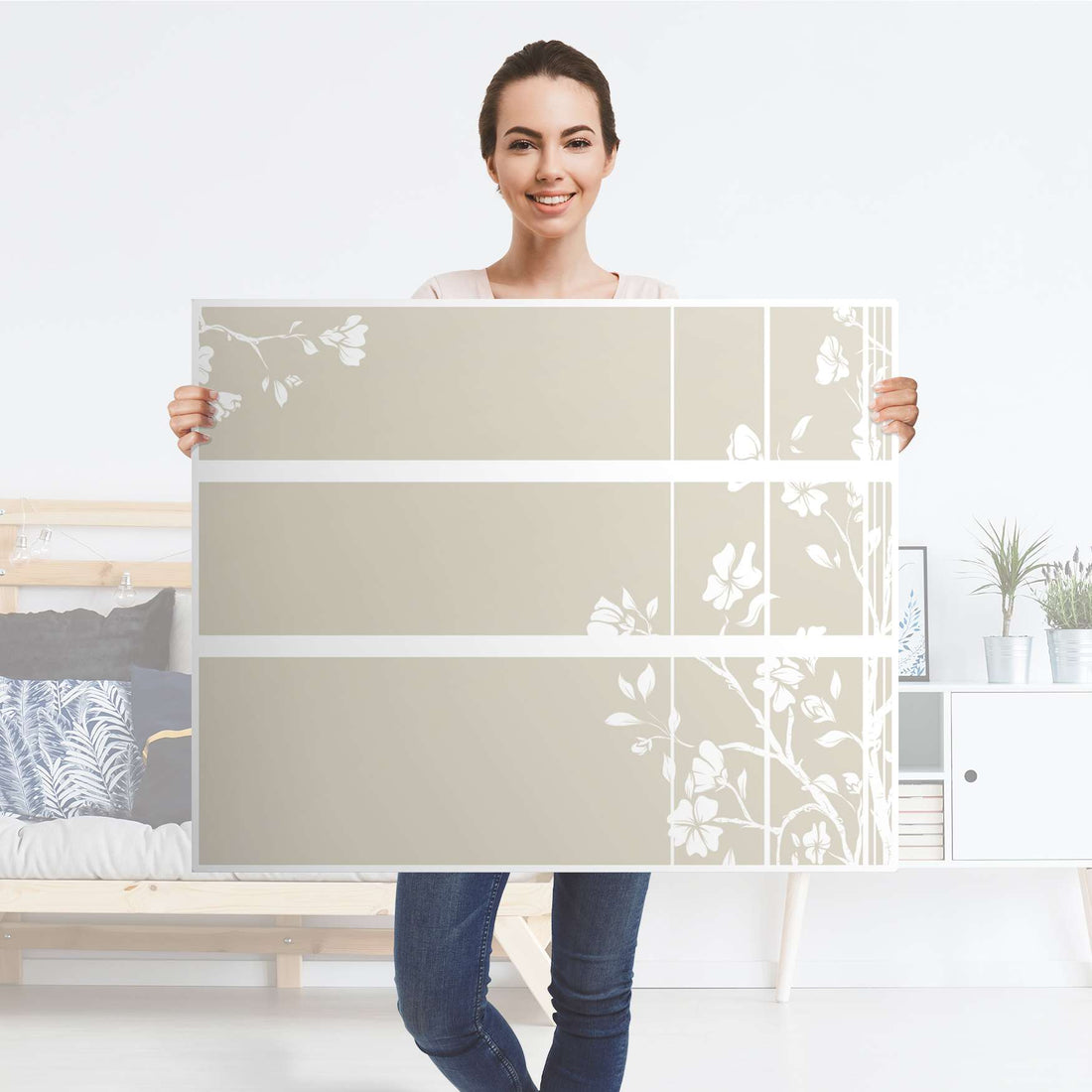 Möbelfolie Florals Plain 3 - IKEA Hemnes Kommode 3 Schubladen - Folie