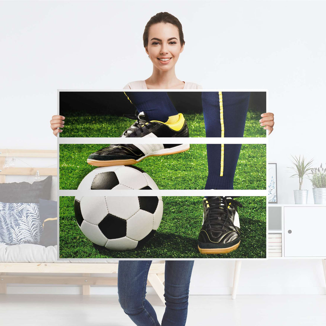 Möbelfolie Fussballstar - IKEA Hemnes Kommode 3 Schubladen - Folie
