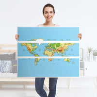 Möbelfolie Geografische Weltkarte - IKEA Hemnes Kommode 3 Schubladen - Folie