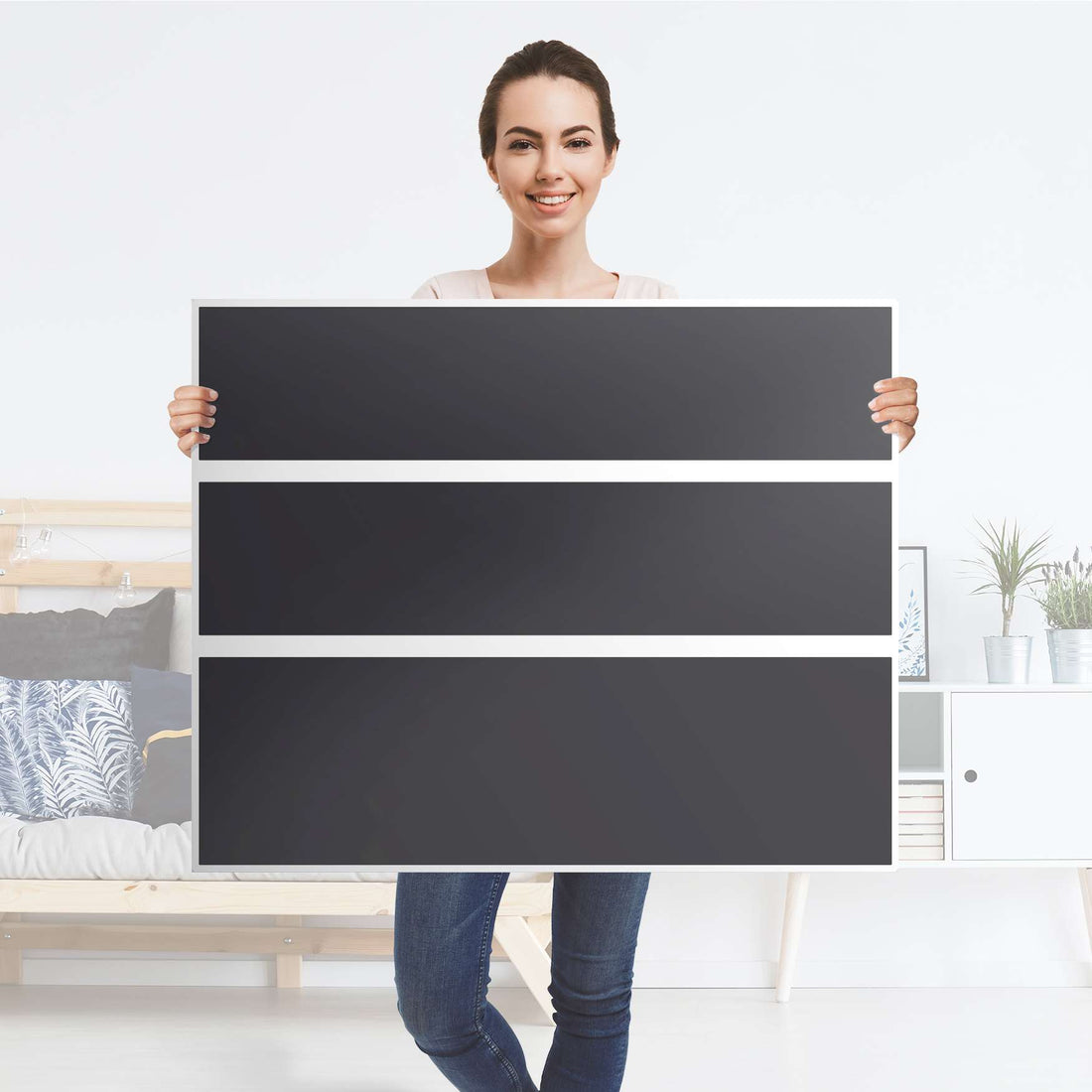 Möbelfolie Grau Dark - IKEA Hemnes Kommode 3 Schubladen - Folie