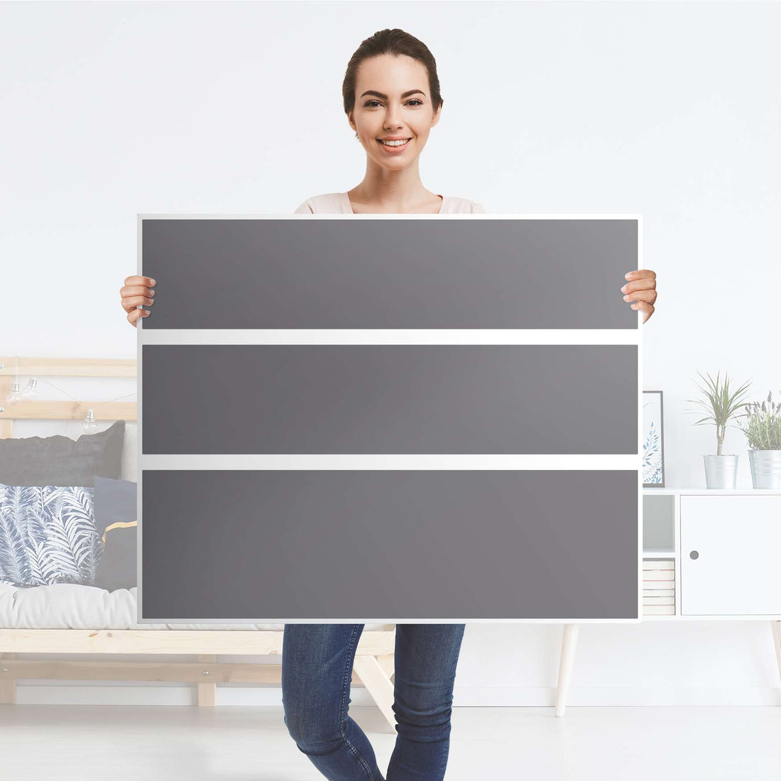 Möbelfolie Grau Light - IKEA Hemnes Kommode 3 Schubladen - Folie