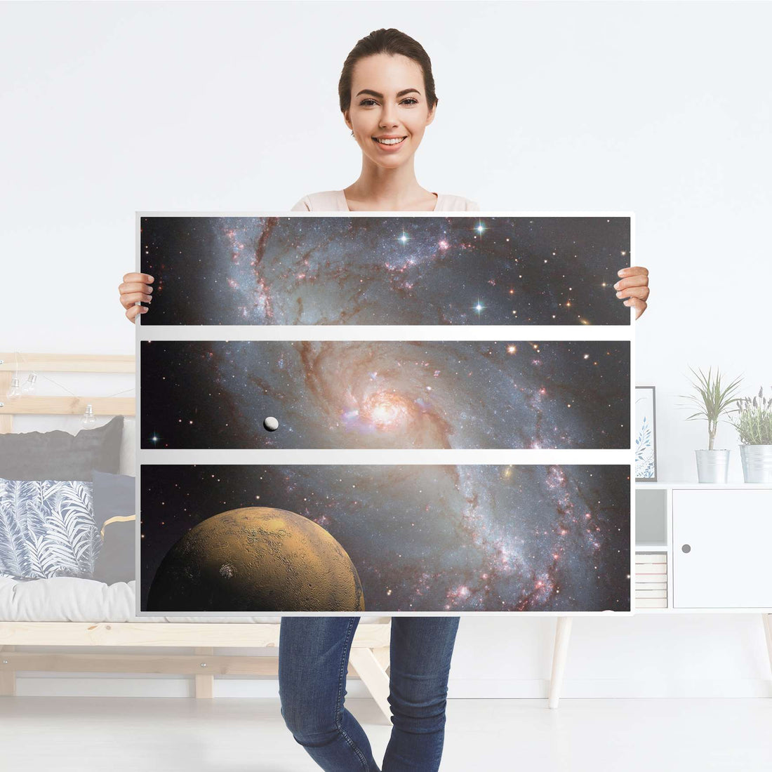 Möbelfolie Milky Way - IKEA Hemnes Kommode 3 Schubladen - Folie