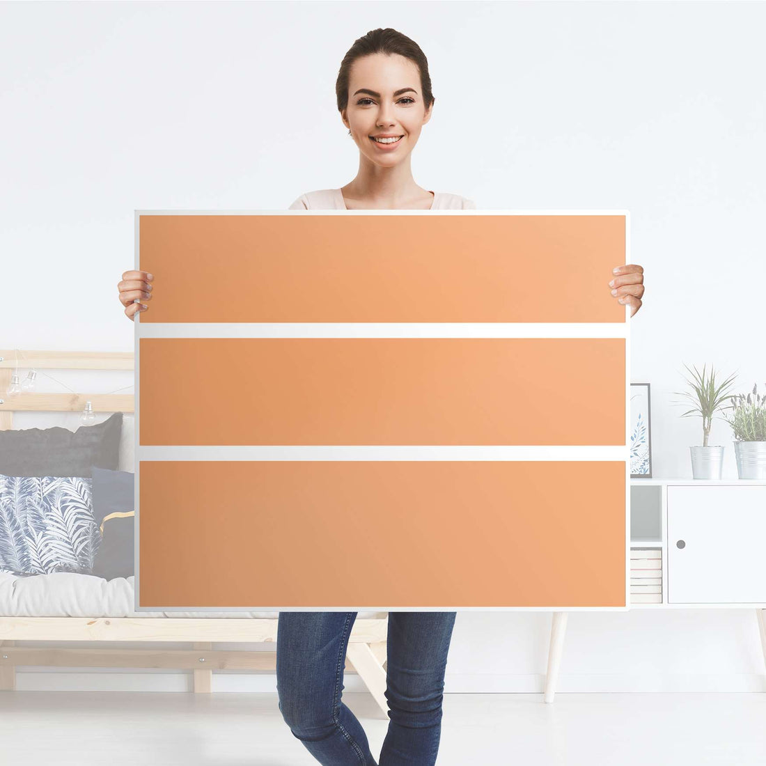 Möbelfolie Orange Light - IKEA Hemnes Kommode 3 Schubladen - Folie