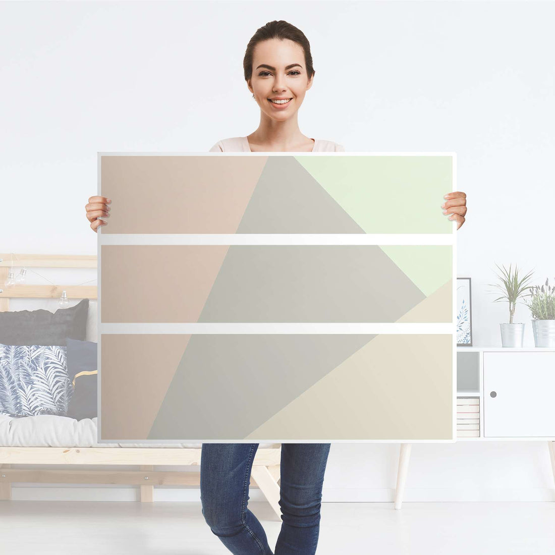 Möbelfolie Pastell Geometrik - IKEA Hemnes Kommode 3 Schubladen - Folie