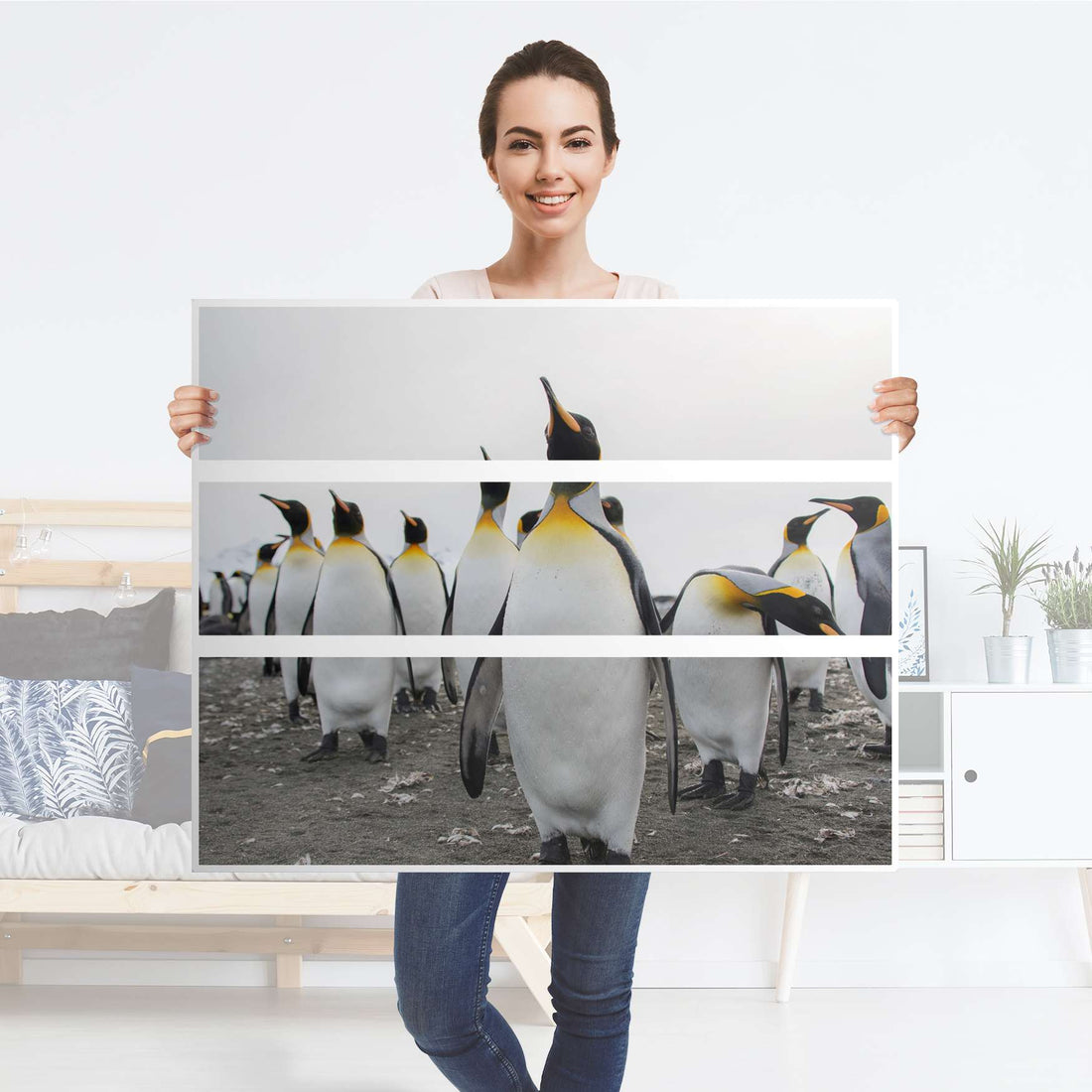 Möbelfolie Penguin Family - IKEA Hemnes Kommode 3 Schubladen - Folie