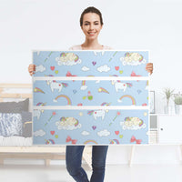 Möbelfolie Rainbow Unicorn - IKEA Hemnes Kommode 3 Schubladen - Folie