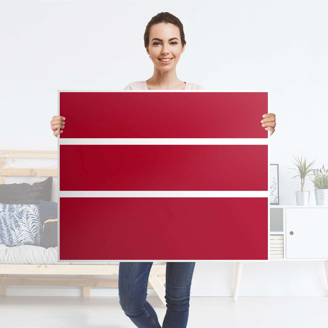 Möbelfolie Rot Dark - IKEA Hemnes Kommode 3 Schubladen - Folie