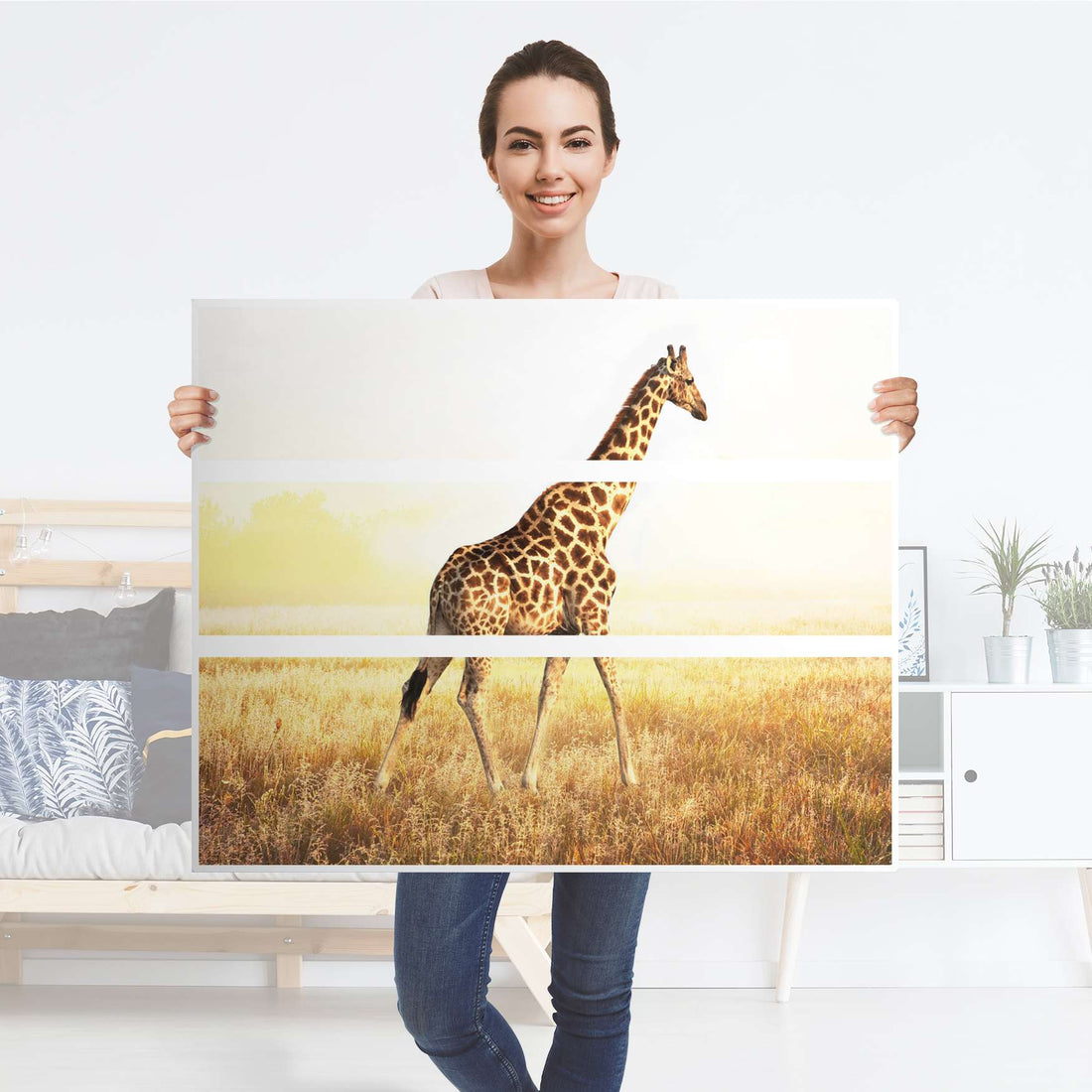 Möbelfolie Savanna Giraffe - IKEA Hemnes Kommode 3 Schubladen - Folie