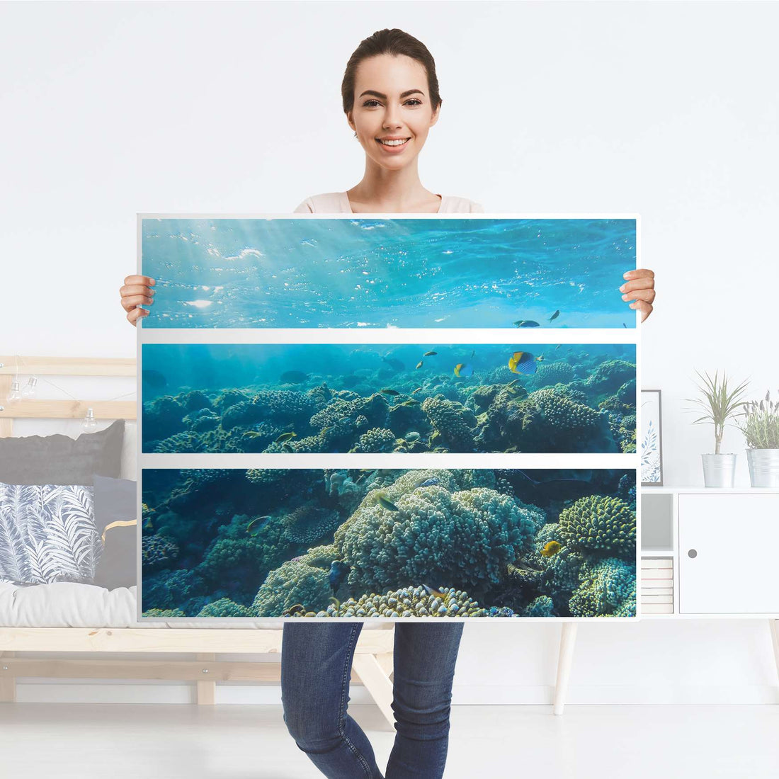 Möbelfolie Underwater World - IKEA Hemnes Kommode 3 Schubladen - Folie