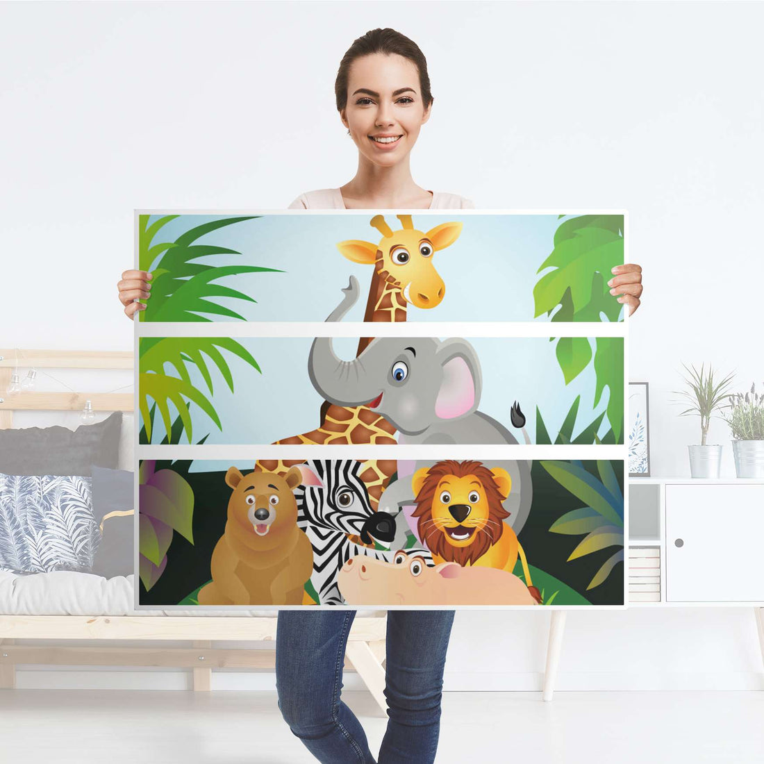Möbelfolie Wild Animals - IKEA Hemnes Kommode 3 Schubladen - Folie