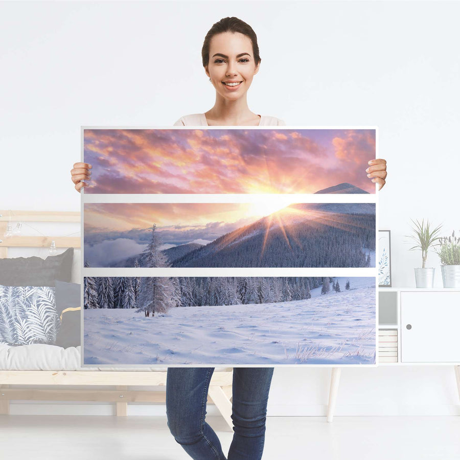 Möbelfolie Zauberhafte Winterlandschaft - IKEA Hemnes Kommode 3 Schubladen - Folie