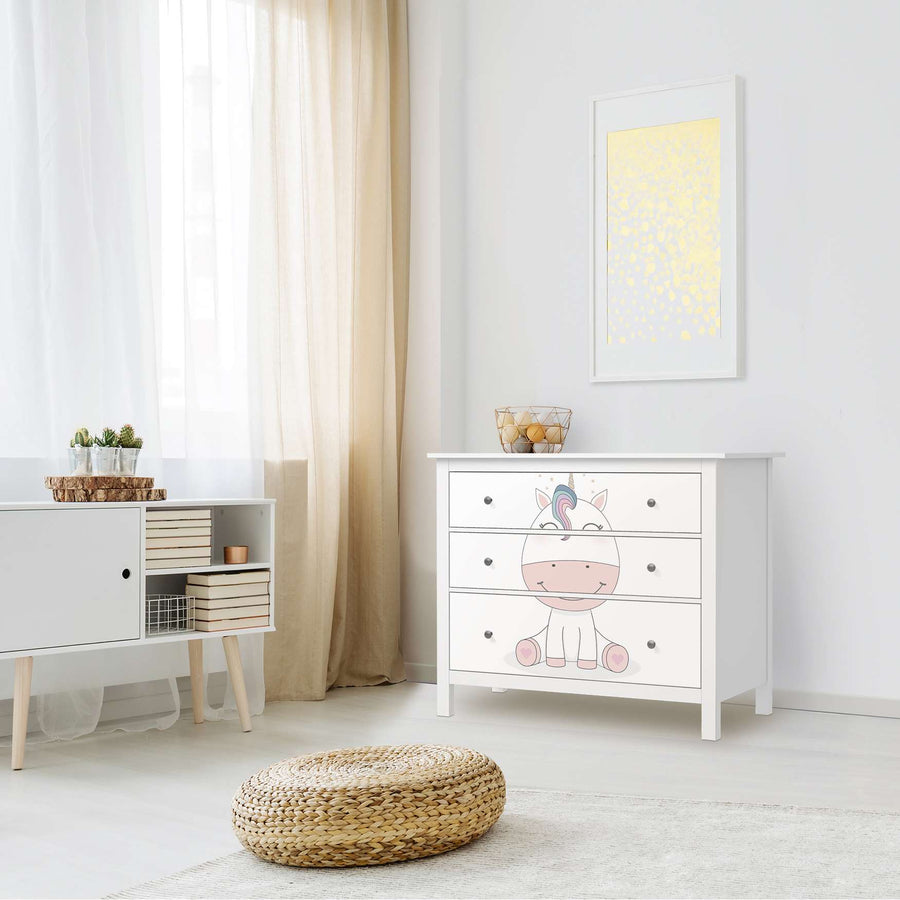 Möbelfolie Baby Unicorn - IKEA Hemnes Kommode 3 Schubladen - Kinderzimmer