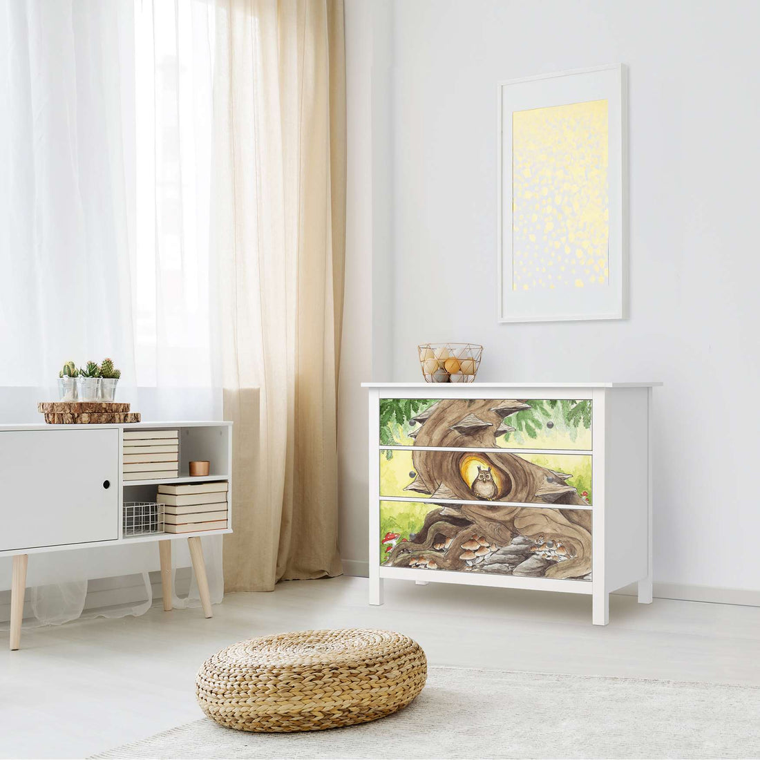 Möbelfolie Eulenbaum - IKEA Hemnes Kommode 3 Schubladen - Kinderzimmer