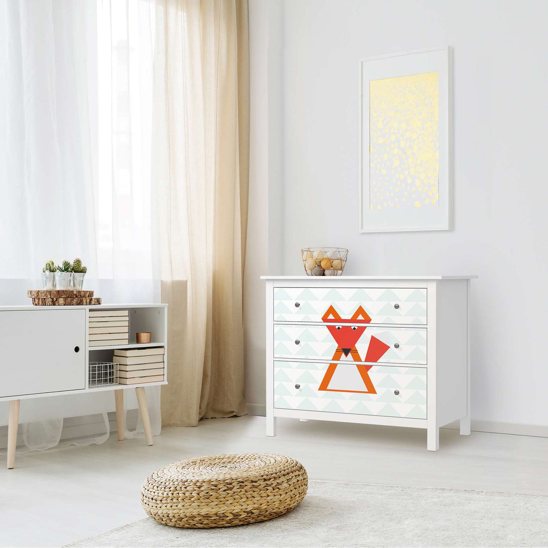 Möbelfolie Füchslein - IKEA Hemnes Kommode 3 Schubladen - Kinderzimmer