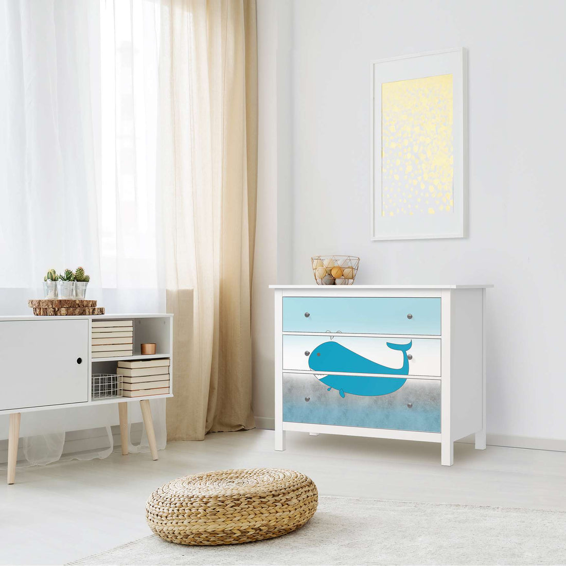 Möbelfolie Herr Wal - IKEA Hemnes Kommode 3 Schubladen - Kinderzimmer