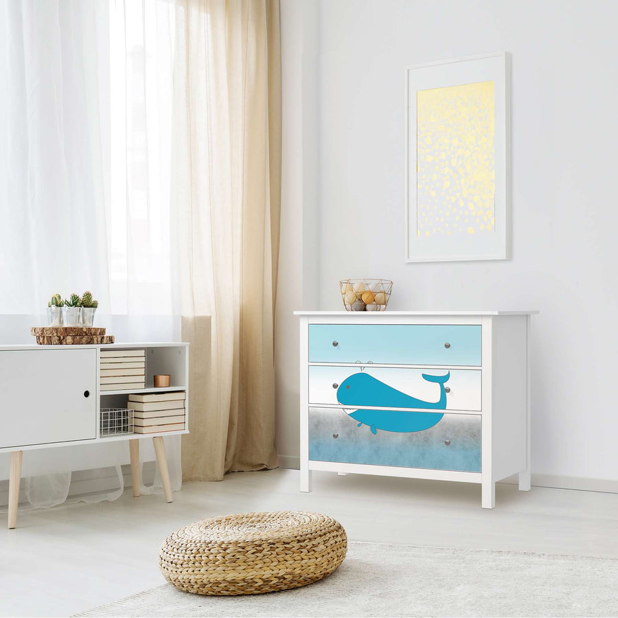 Möbelfolie Herr Wal - IKEA Hemnes Kommode 3 Schubladen - Kinderzimmer