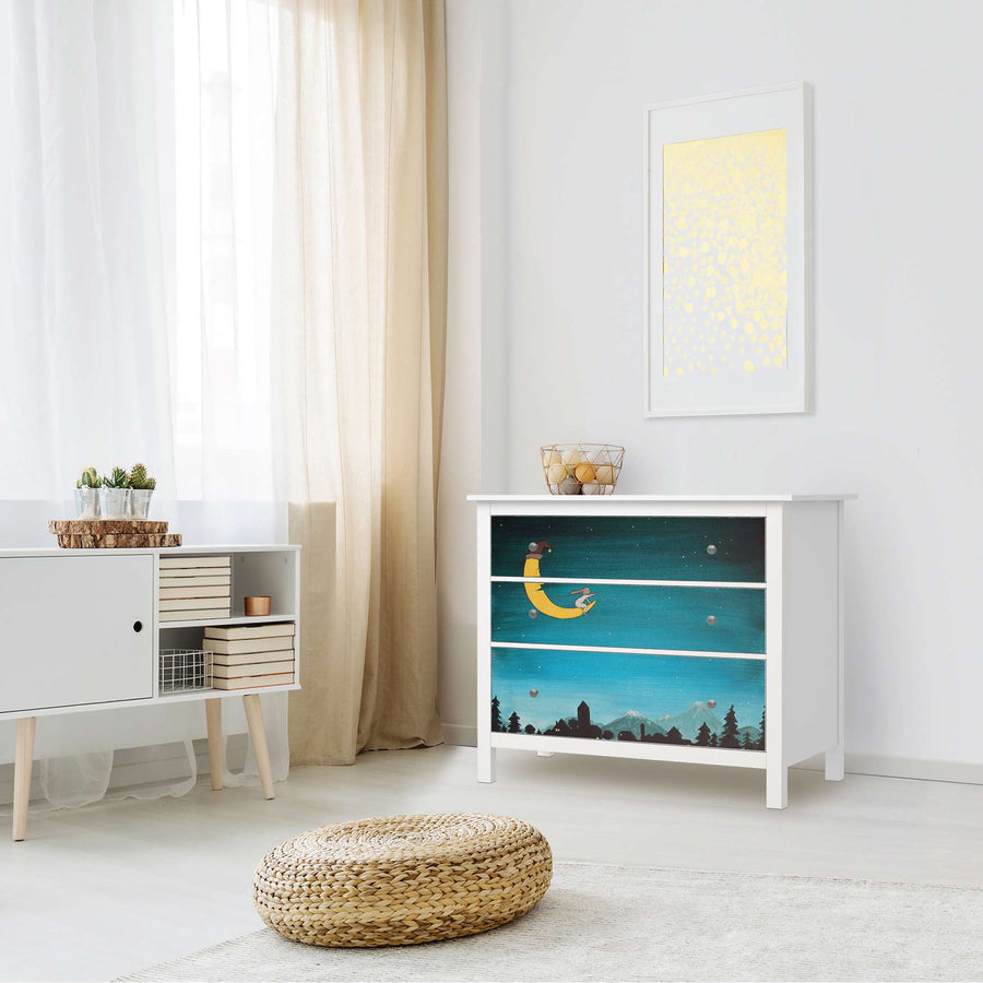 Möbelfolie Mondfahrt - IKEA Hemnes Kommode 3 Schubladen - Kinderzimmer