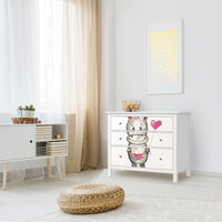 Möbelfolie Nilpferd mit Herz - IKEA Hemnes Kommode 3 Schubladen - Kinderzimmer