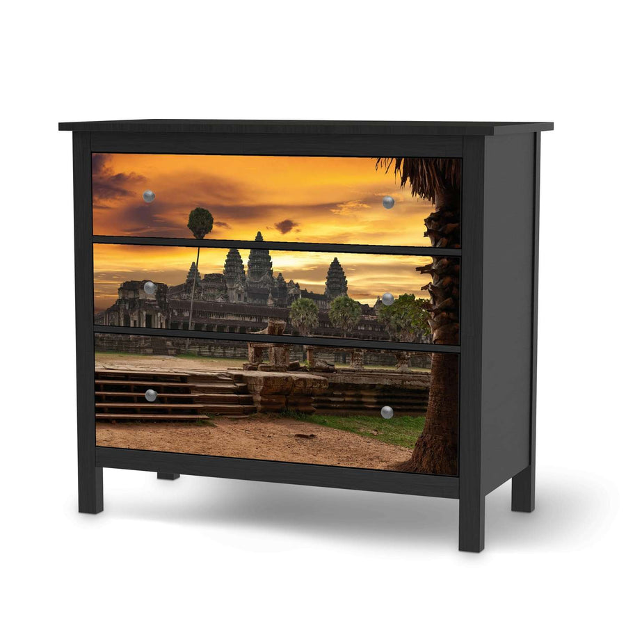 Möbelfolie Angkor Wat - IKEA Hemnes Kommode 3 Schubladen - schwarz