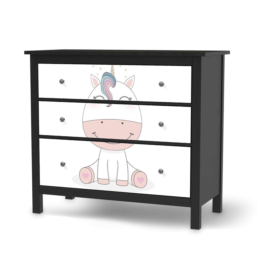 Möbelfolie Baby Unicorn - IKEA Hemnes Kommode 3 Schubladen - schwarz