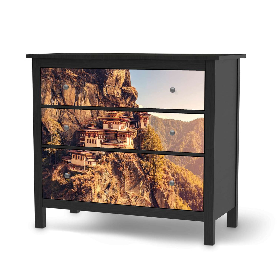 Möbelfolie Bhutans Paradise - IKEA Hemnes Kommode 3 Schubladen - schwarz