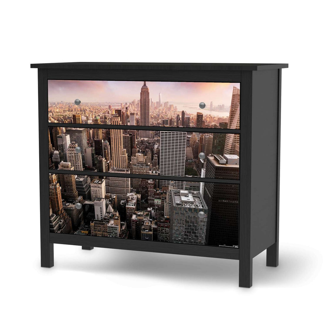 Möbelfolie Big Apple - IKEA Hemnes Kommode 3 Schubladen - schwarz