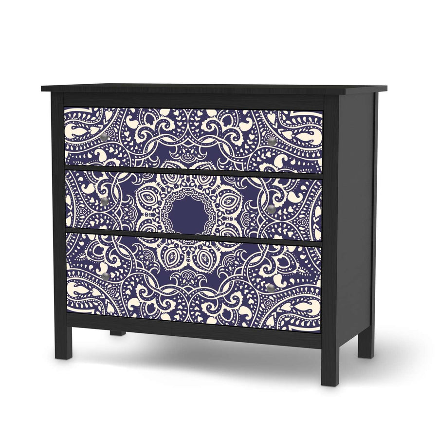 Möbelfolie Blue Mandala - IKEA Hemnes Kommode 3 Schubladen - schwarz