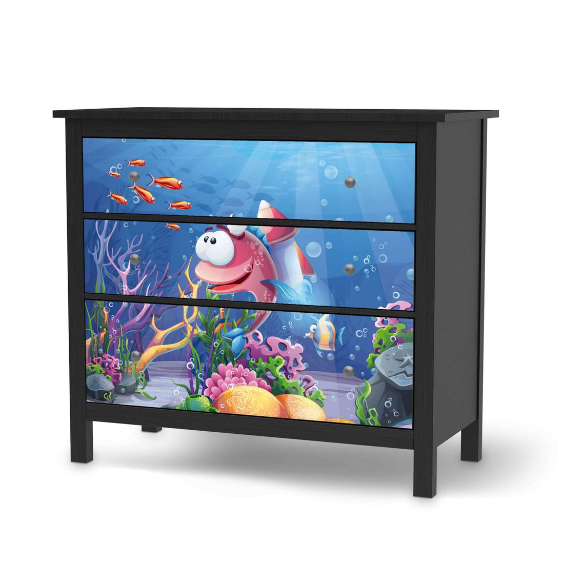 Möbelfolie Bubbles - IKEA Hemnes Kommode 3 Schubladen - schwarz
