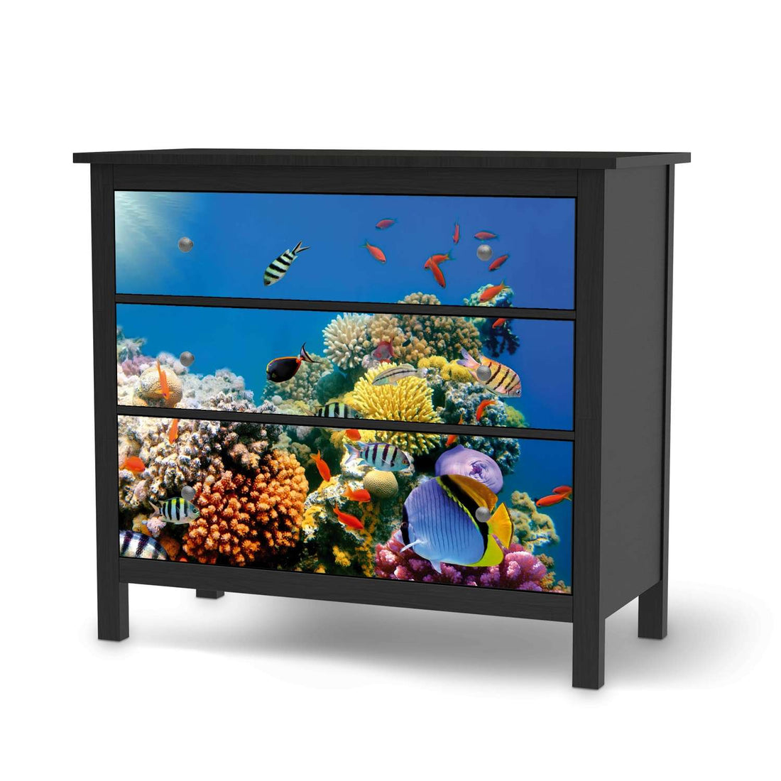 Möbelfolie Coral Reef - IKEA Hemnes Kommode 3 Schubladen - schwarz