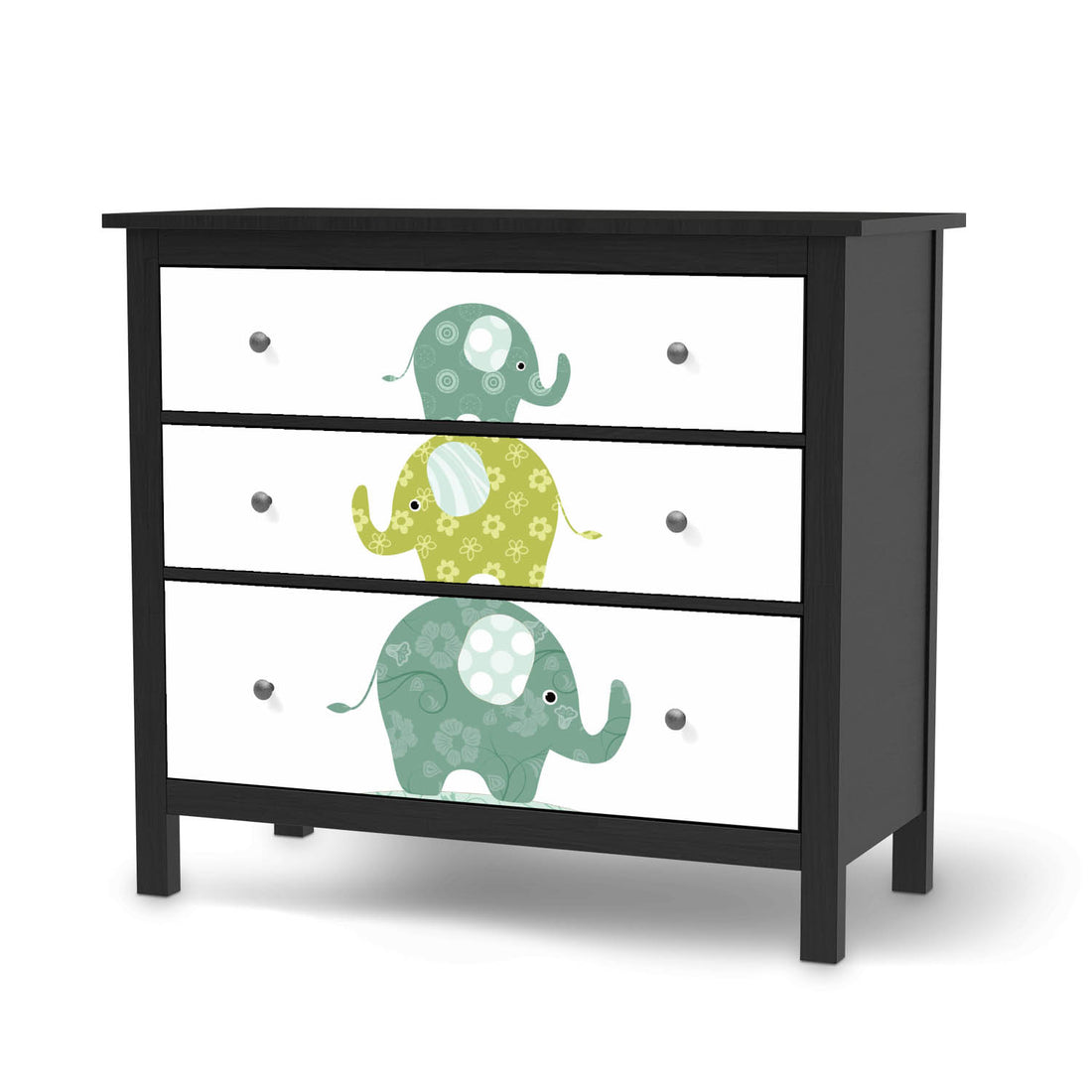 Klebefolie Elephants - IKEA Hemnes Kommode 6 Schubladen - schwarz