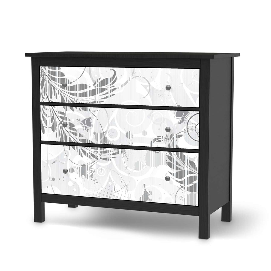 Möbelfolie Florals Plain 2 - IKEA Hemnes Kommode 3 Schubladen - schwarz
