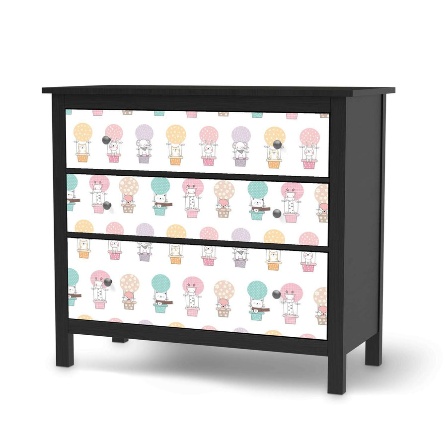 Möbelfolie Flying Animals - IKEA Hemnes Kommode 3 Schubladen - schwarz