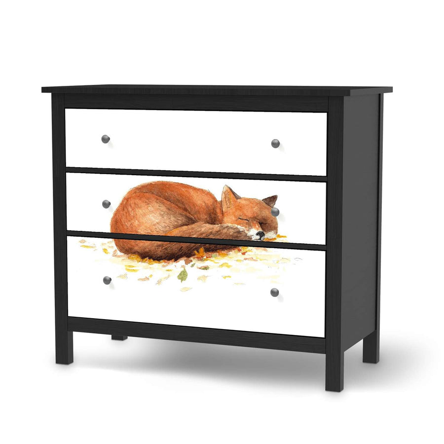 Möbelfolie Fuchs - IKEA Hemnes Kommode 3 Schubladen - schwarz