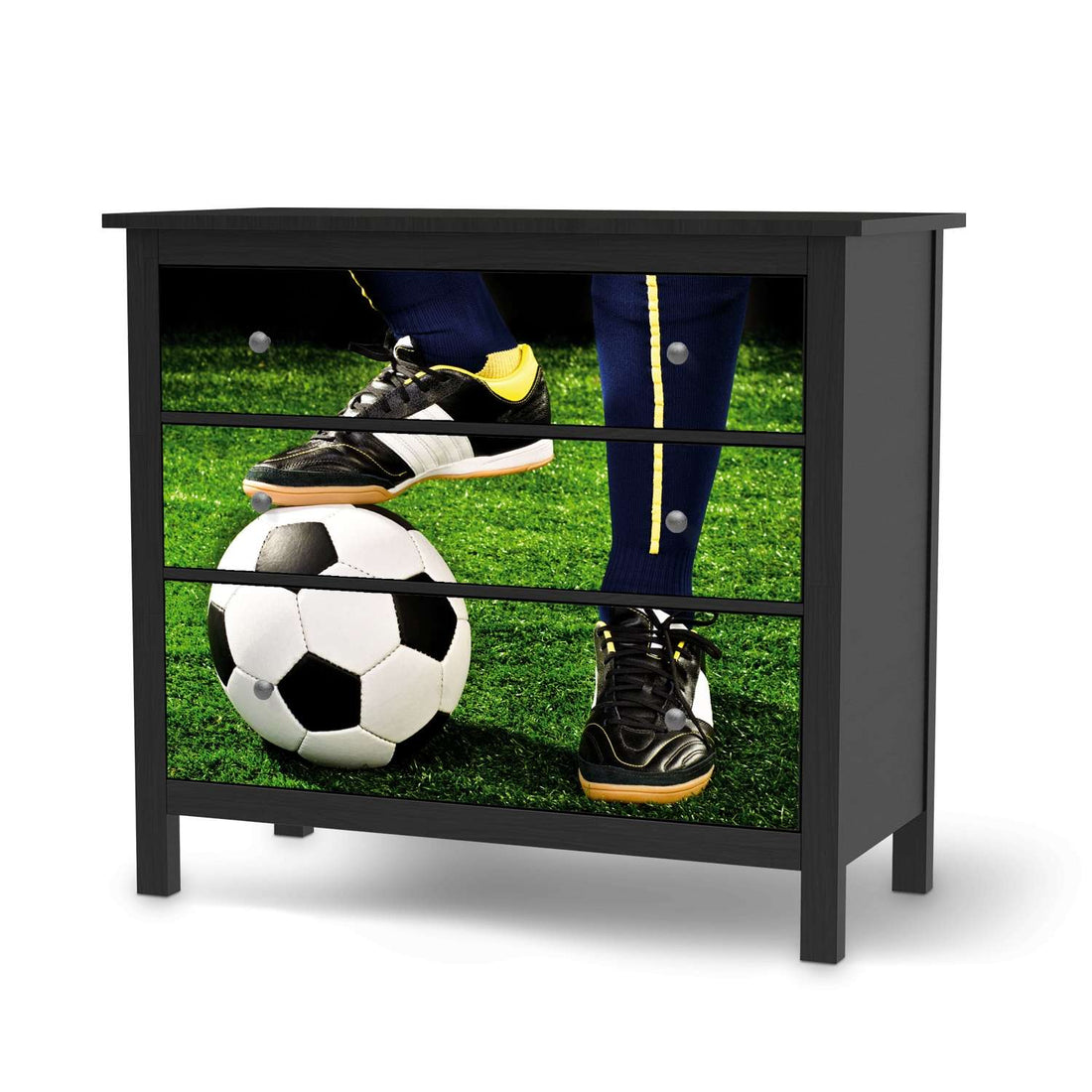 Möbelfolie Fussballstar - IKEA Hemnes Kommode 3 Schubladen - schwarz