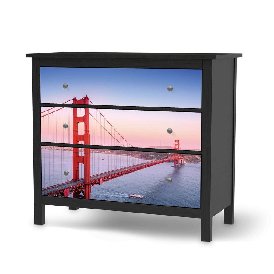 Möbelfolie Golden Gate - IKEA Hemnes Kommode 3 Schubladen - schwarz