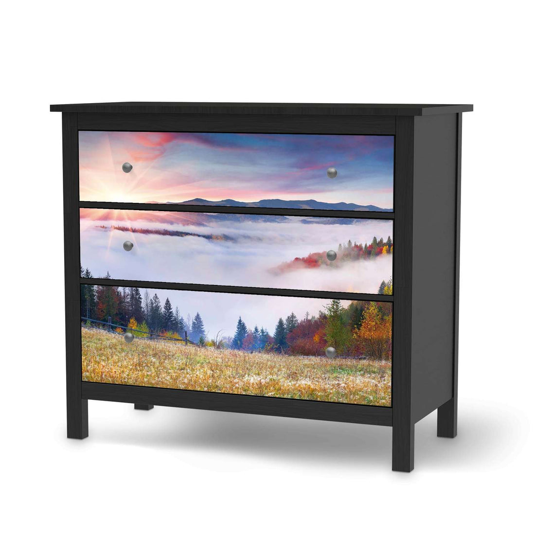 Möbelfolie Herbstwald - IKEA Hemnes Kommode 3 Schubladen - schwarz