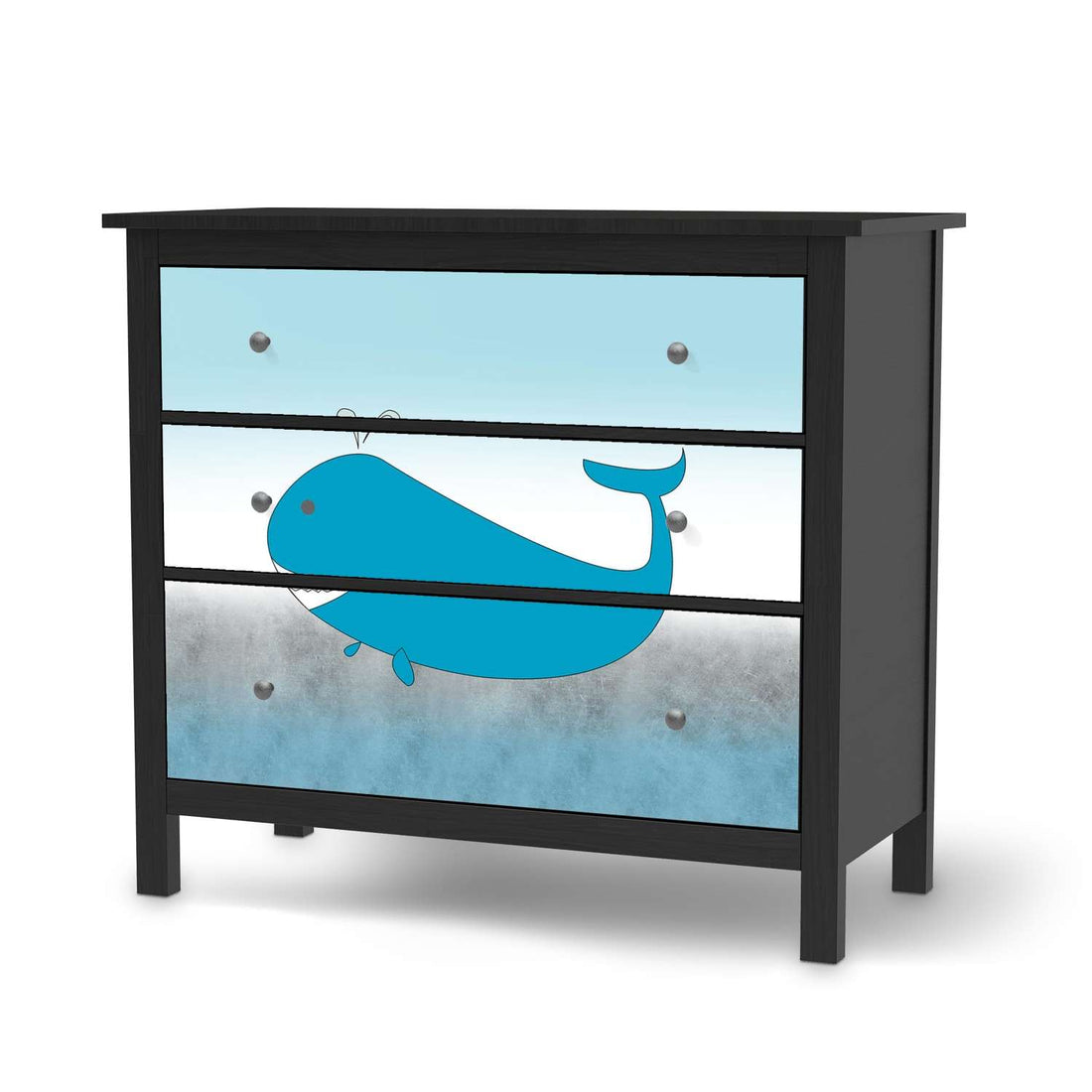 Möbelfolie Herr Wal - IKEA Hemnes Kommode 3 Schubladen - schwarz