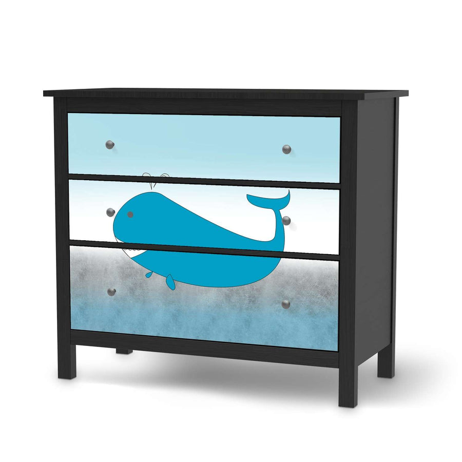 Möbelfolie Herr Wal - IKEA Hemnes Kommode 3 Schubladen - schwarz