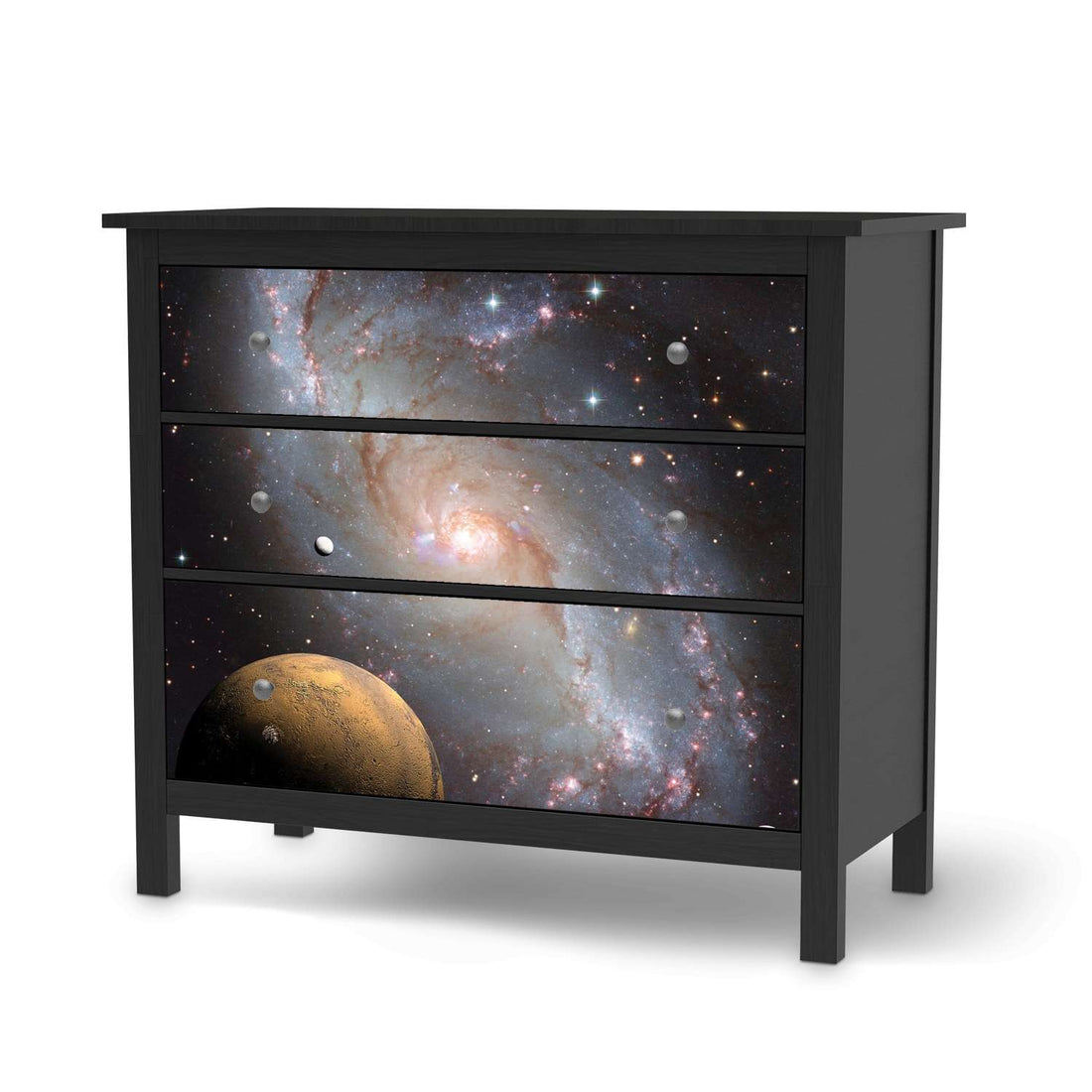 Möbelfolie Milky Way - IKEA Hemnes Kommode 3 Schubladen - schwarz