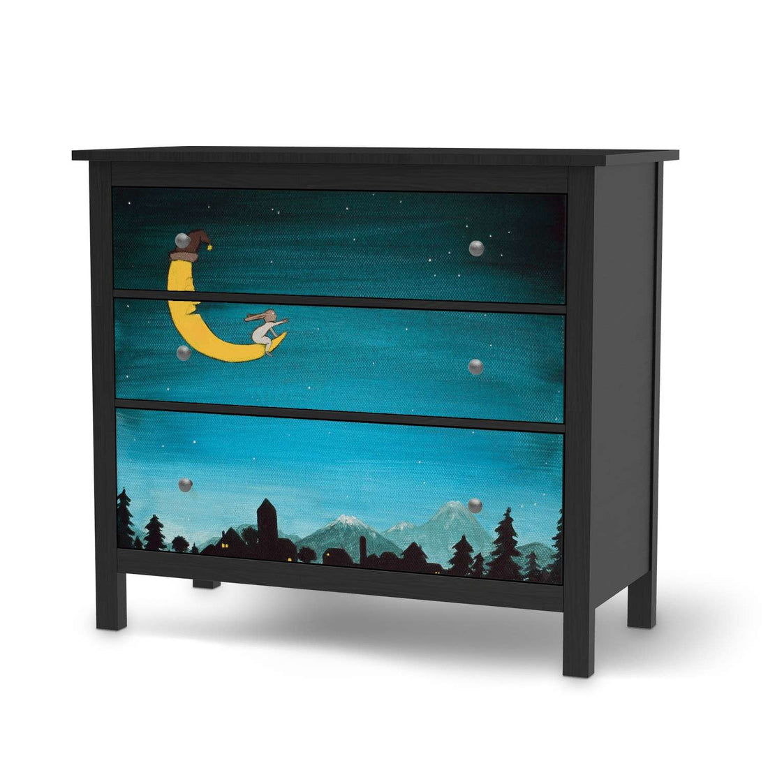 Möbelfolie Mondfahrt - IKEA Hemnes Kommode 3 Schubladen - schwarz