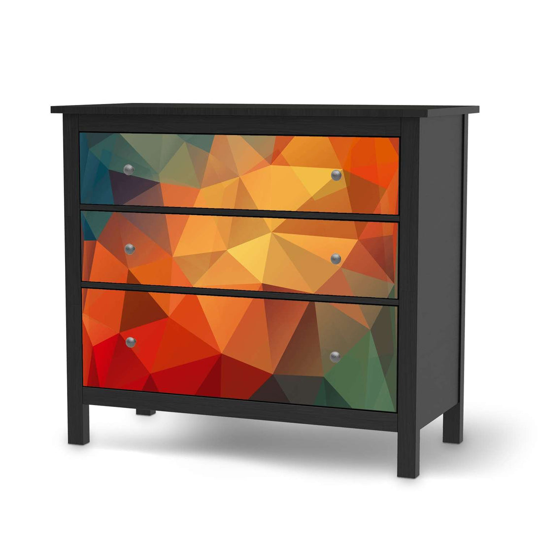 Möbelfolie Polygon - IKEA Hemnes Kommode 3 Schubladen - schwarz