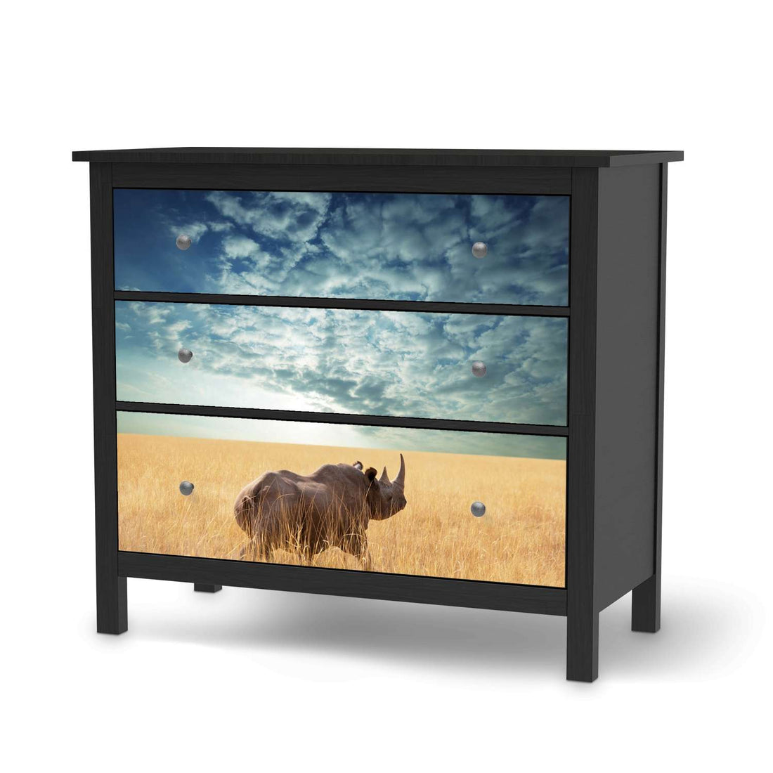 Möbelfolie Rhino - IKEA Hemnes Kommode 3 Schubladen - schwarz