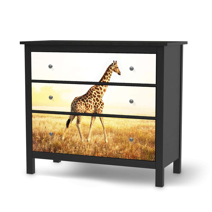 Möbelfolie Savanna Giraffe - IKEA Hemnes Kommode 3 Schubladen - schwarz